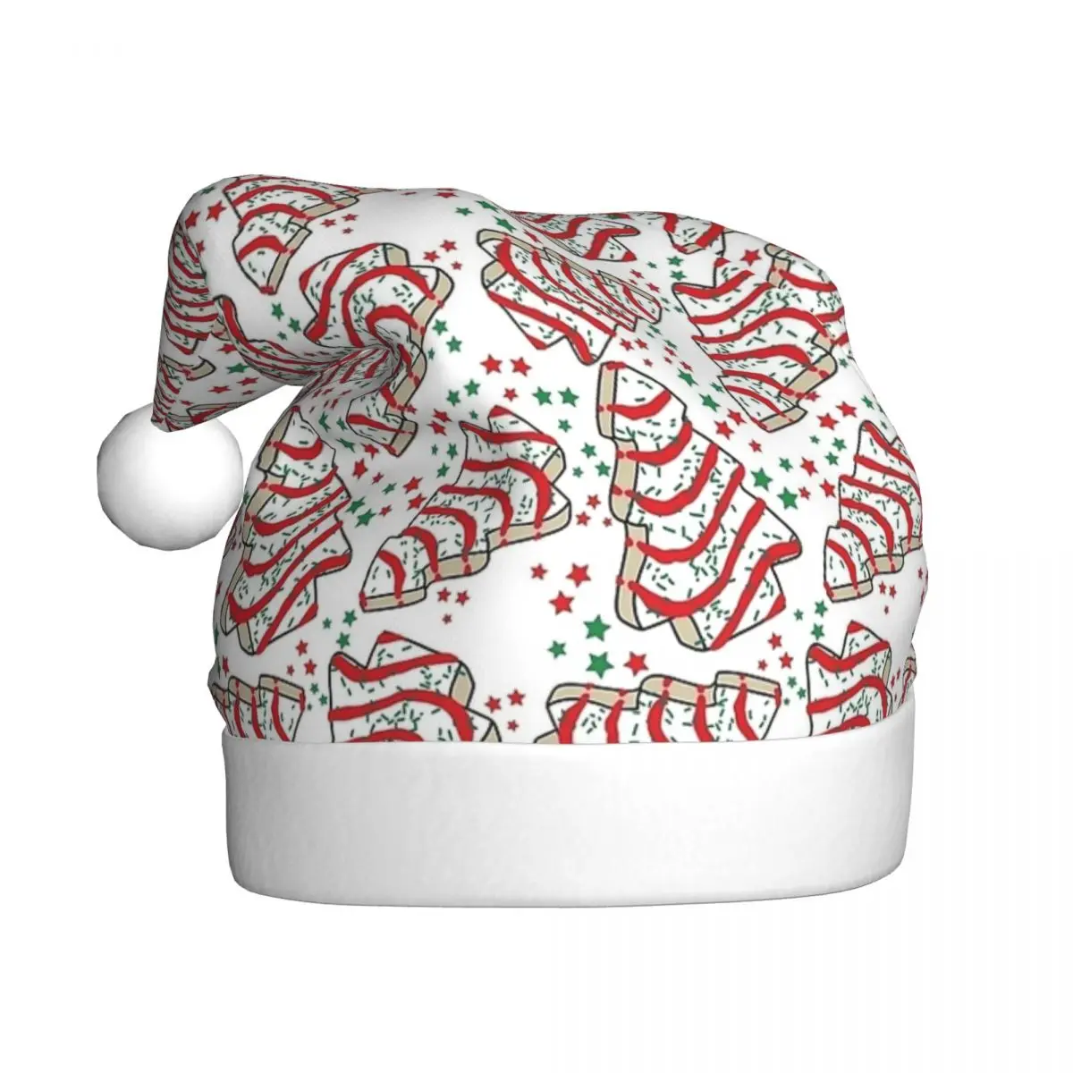 Christmas Tree Snack Plush Kawaii Christmas Hat for Adult Men Women Holiday Santa Hat Cap Christmas Party Decoration Gift