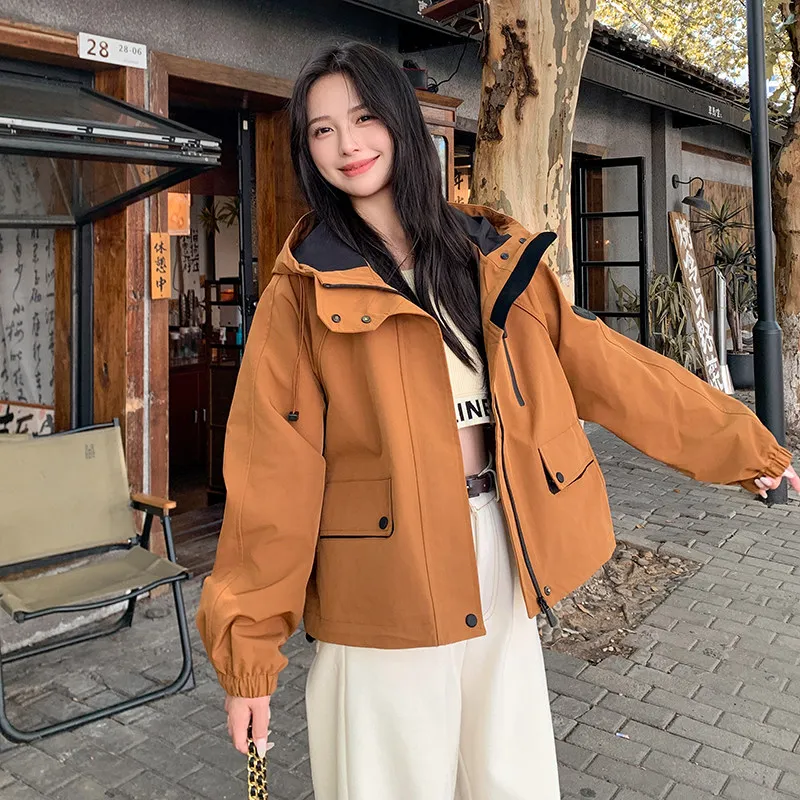 

Short jacket tooling jacket women's spring and autumn new popular unique chic small casual jacket