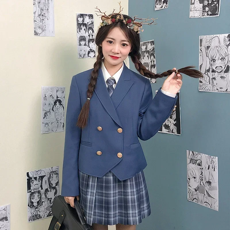 Dames Lange Mouw Blazer Pak En Rok Set Meisjes Sexy Schattige School Uniformen Japanse Jk Uniform College Geplooide Outfits