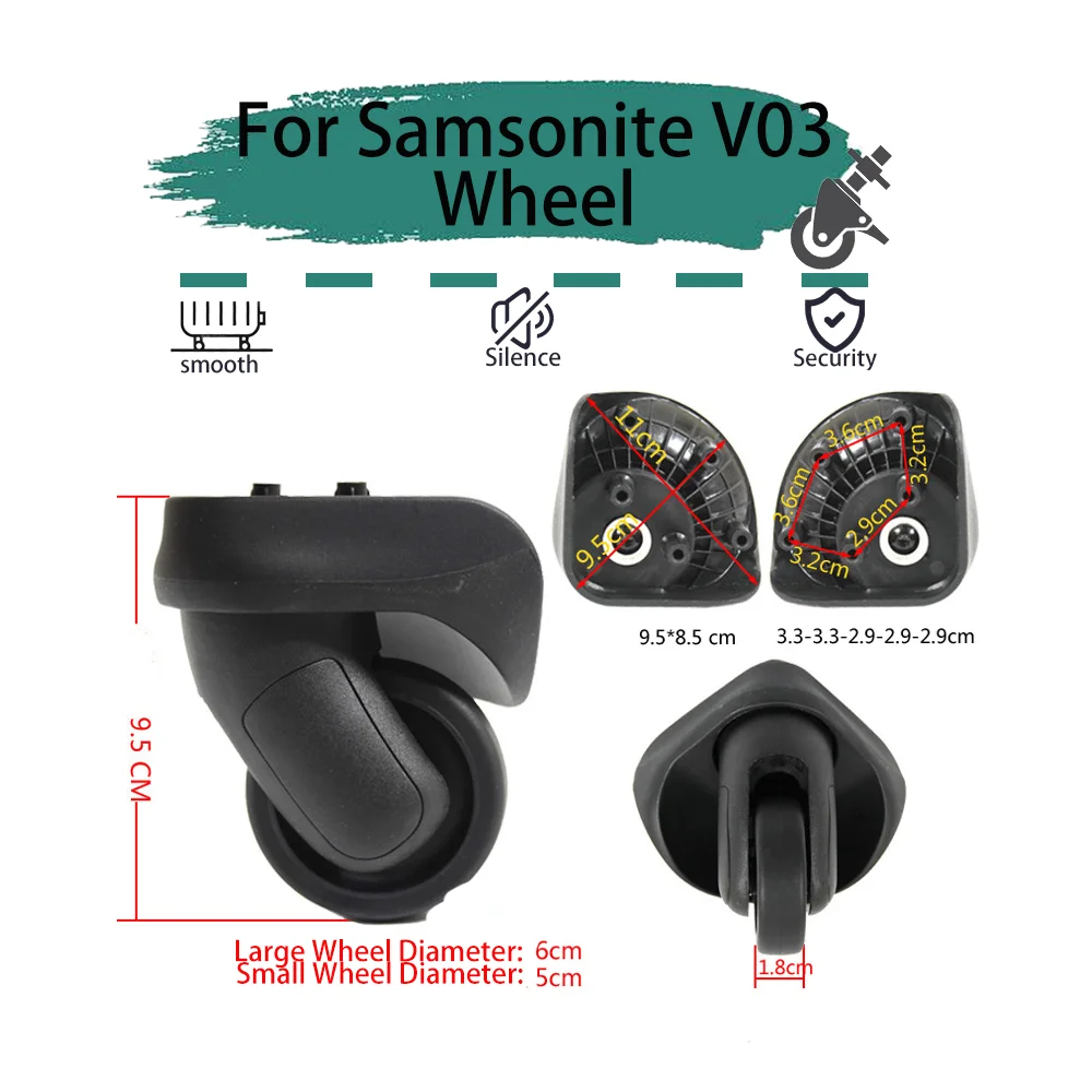 

For Samsonite V03 Black Universal Wheel Replacement Suitcase Rotating Smooth Silent Shock Absorbing Travel Accessories Casters