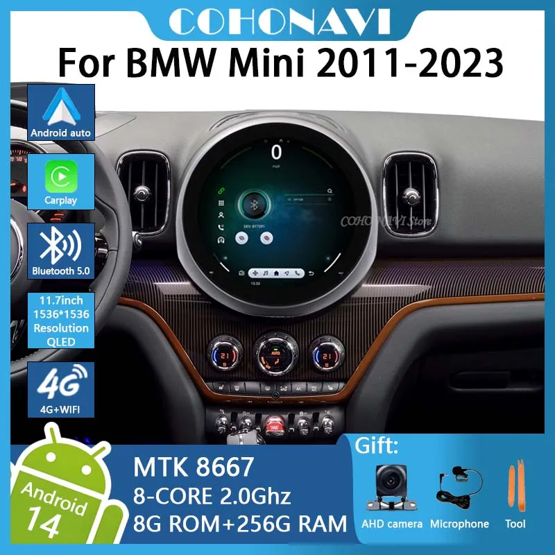 

COHO For BMW MIN2011-2023 11.7" Wireless CarPlay 8GB+256GB Car Multimedia Player Car Radio 1536*1536Android 14 8-Core