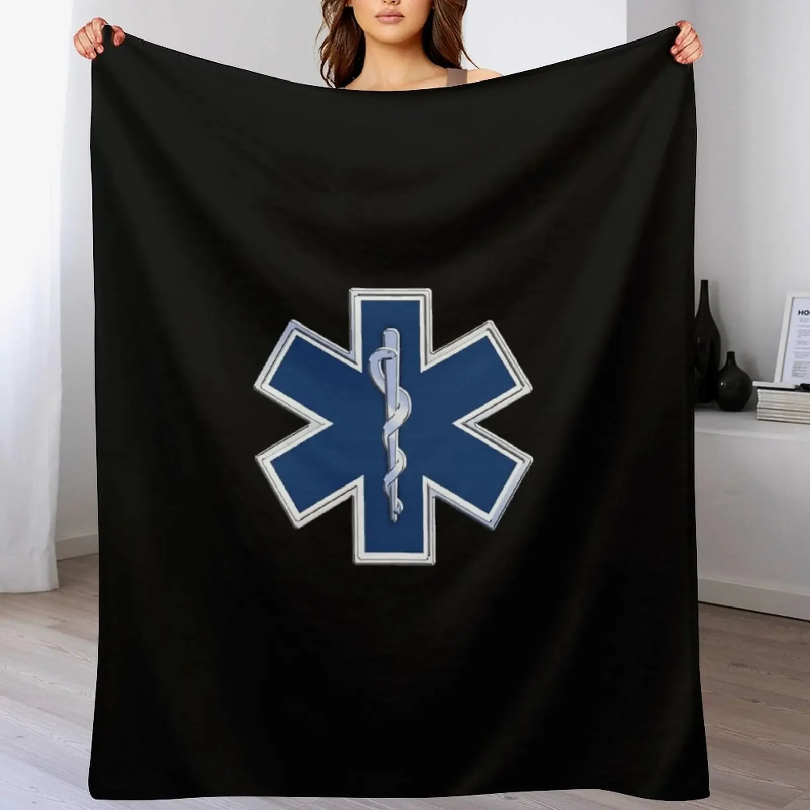 

Paramedic Star of Life Throw Blanket Machine Washable Soft Warm Blanket