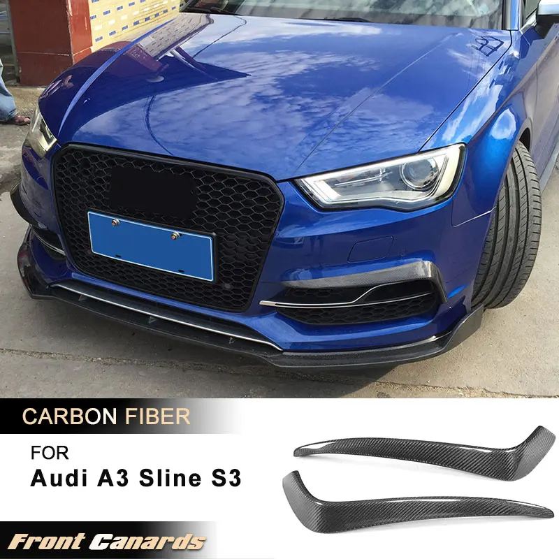 

Carbon Fiber Front Fog Light Lamp Canards Splitter Fins Trim for Audi S3 A3 Sline Sedan 2017-2019 Car Front Canards Body Kit FRP