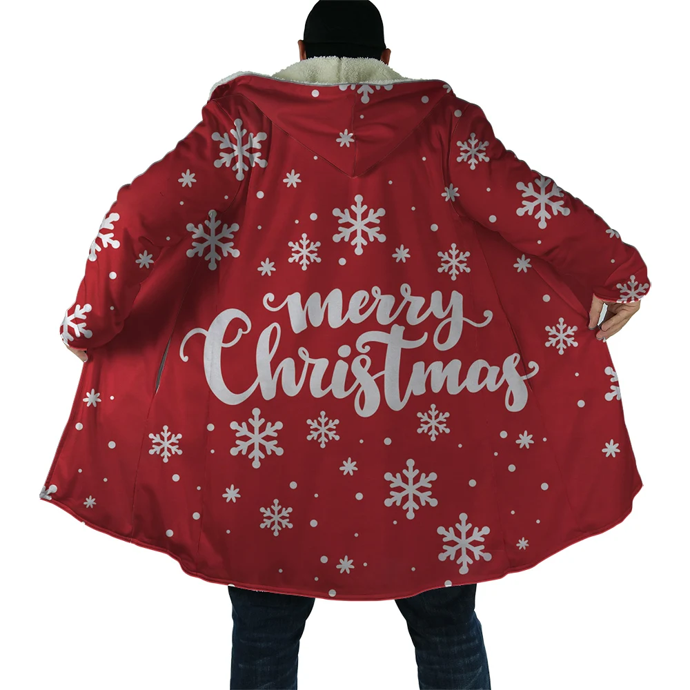 CLOOCL Winter Men Hooded Christmas Graphics 3D Printed Fleece Hooded Coat Santa Claus Women Fashion Thick Warm Cape Coat