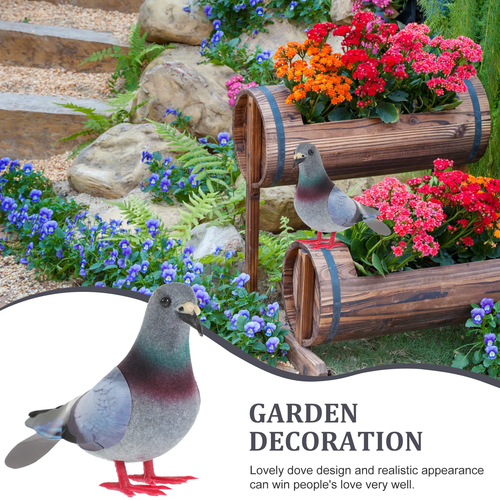 2 Pcs Parrot Baby Houseplants Live Indoor Plastic Pigeons Miniature Dove Statue