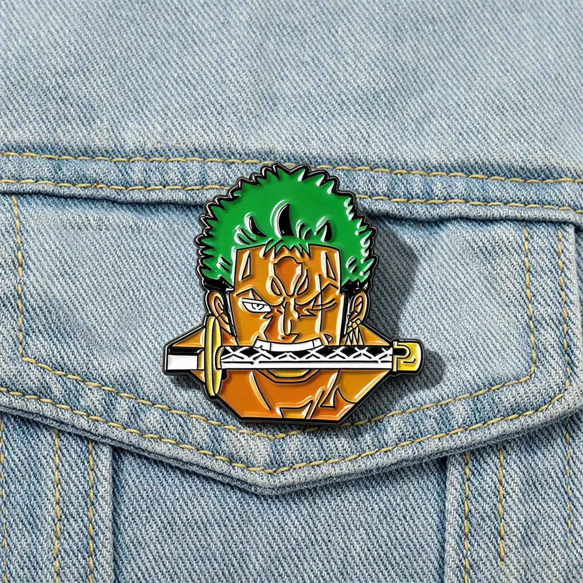Anime Character Zoro Enamel Brooch Cartoon Funny Backpack Lapel Metal Badge Cosplay Clothing Jewelry Accessories Gift For Friend