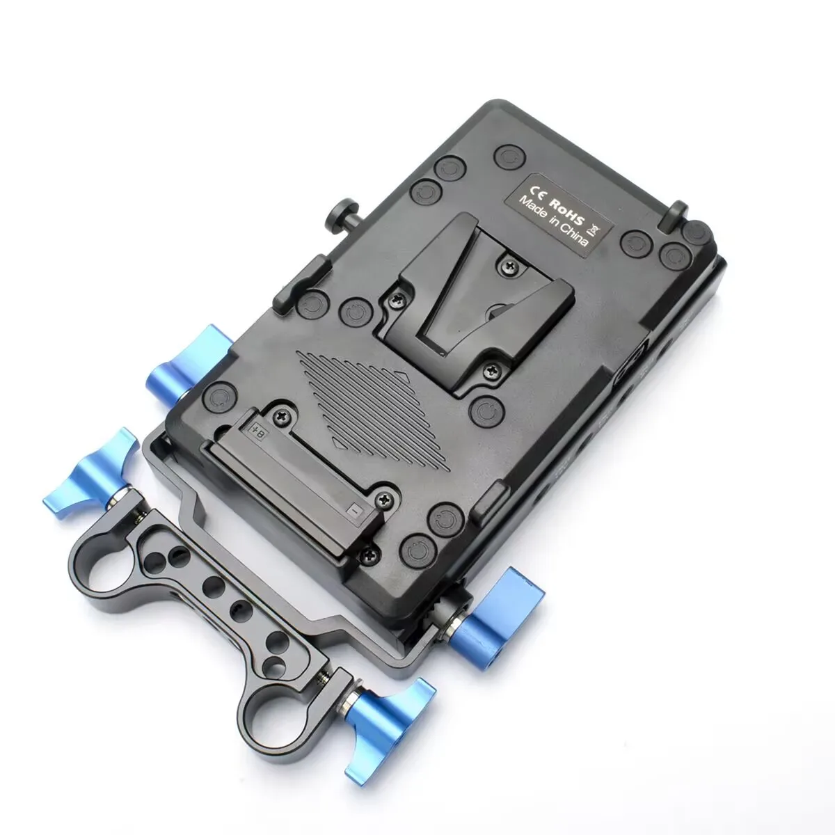 

PyroGraphy V-mount Battery Plate with 15mm Rotating Dual Rod Clamp 15V/12V DC5525 8V/5V DC5521 USB A D-tap Bidirectional Type C