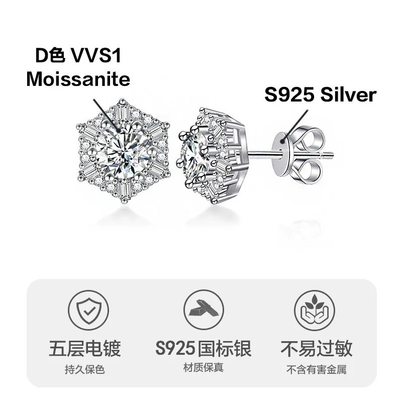 

ZFSILVER модные серьги из серебра 925 пробы с муассанитом, классический модный дизайн, серьги с шестиугольной звездой для женщин, аксессуары, ювелирные изделия, подарок MO0319ED