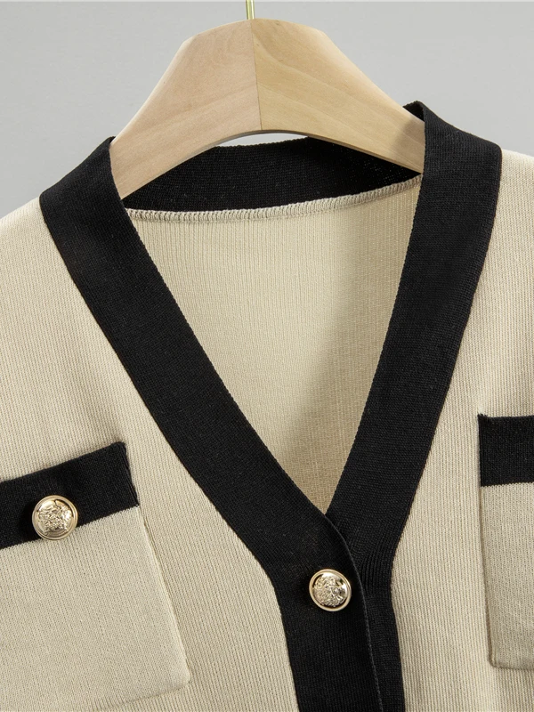 Nouveau 2025 femmes tricoté jambe large pantalon ensemble V Ne boutonné haut et Bot deux pièces Faionable automne Collection