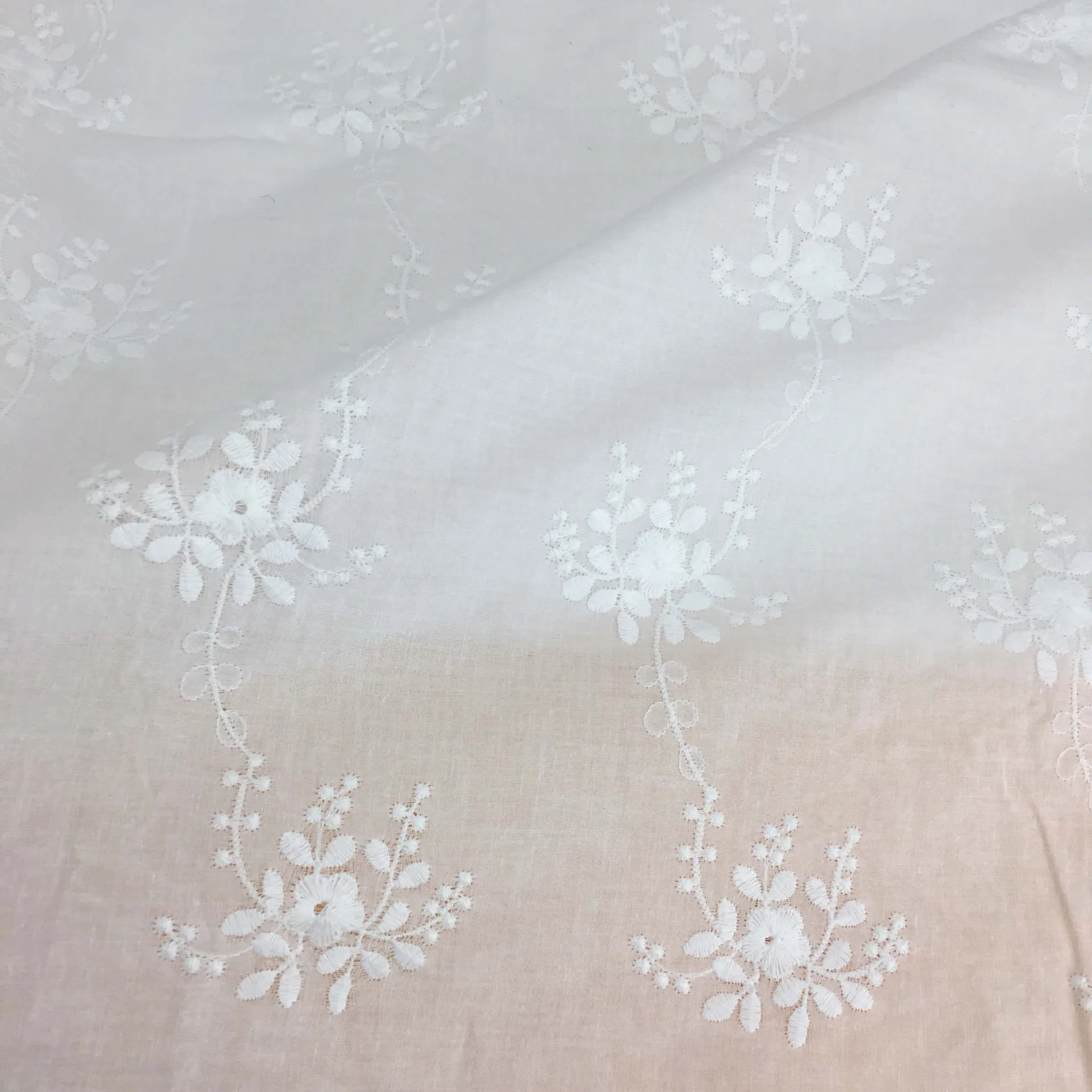 

1meter 100%Cotton Fabric Embroidered White Hollow Lace Cloth Sewing Fabrics for Patchwork DIY Wedding Dress Handmade Material
