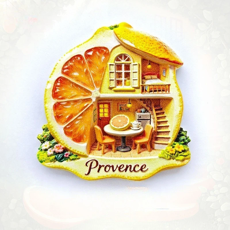 Provence Citrus Fridge Magnet - Charming 3D Interior Scene Souvenir Unique French Country Gift for Travel & Rustic Home Decor