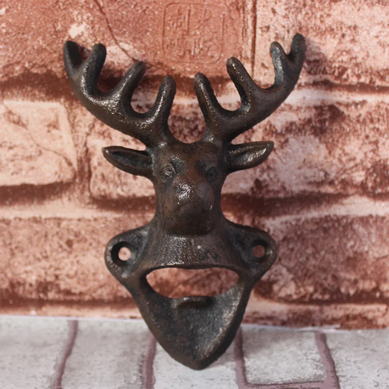 Wall Mounted Bottle Opener of Bull/ Deer Head Shape, Cast Iron Metal Beer Wine Opener Animal Vintage Bar Home Decor