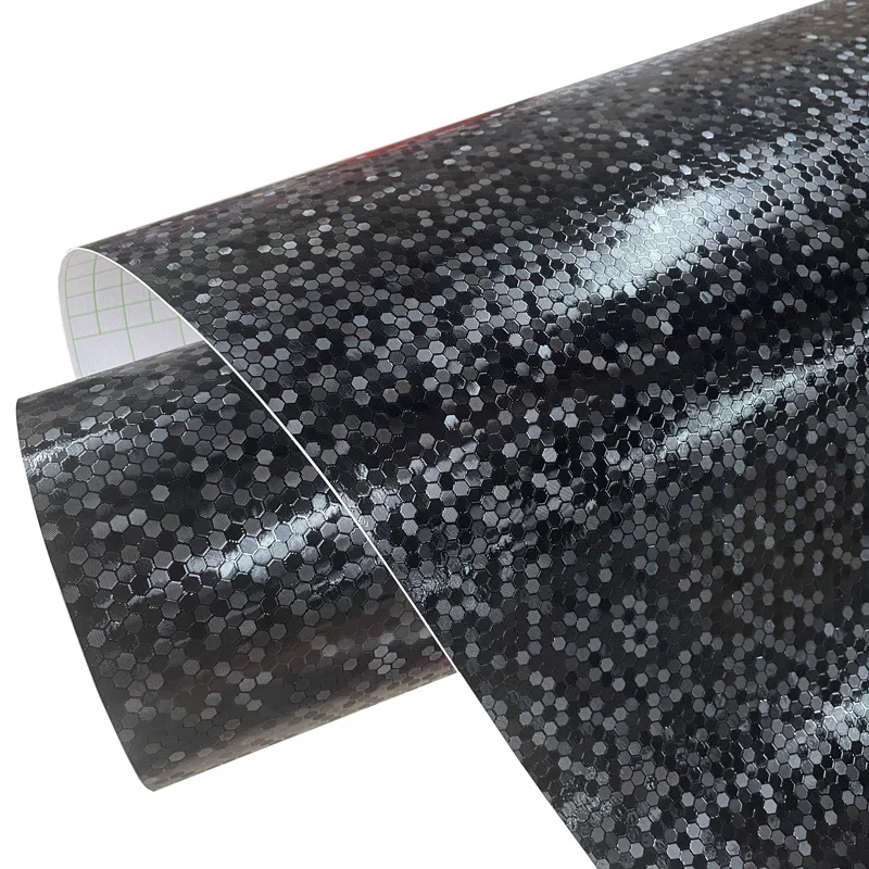 Premium 3D Honeycomb Black Vinyl Wrap Roll DIY Selbstklebende Aufkleberfolie Automotive Car Wrapping Folie Air Release Bubble