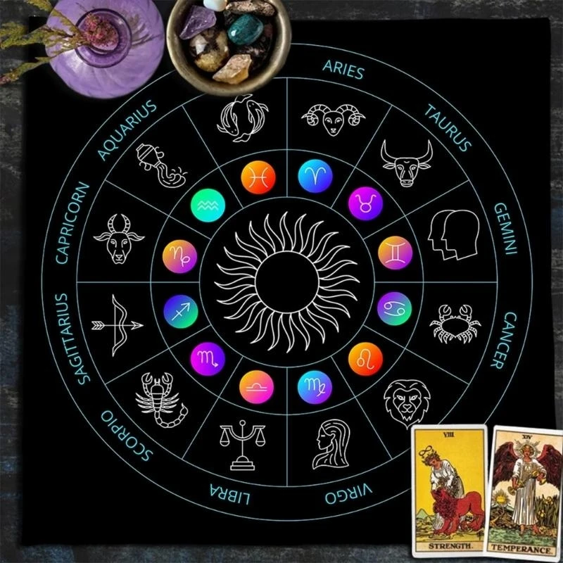 بطاقة التارو مفرش المائدة مذابح القماش الأبراج مراحل القمر مفرش المائدة التنجيم العرافات حصيرة نسيج الديكورات