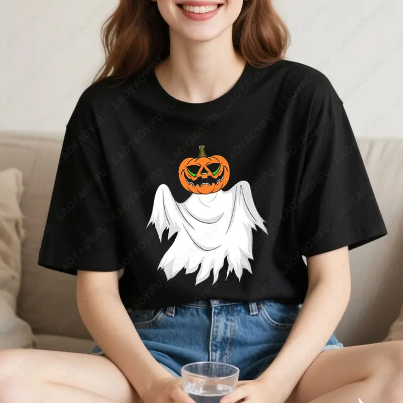 

Pumpkin Ghost Halloween Cotton TShirt Trick or Treat Happy Gift Unisex All Saints' Day Tops Simple Style Funny Humor Tees Gifts
