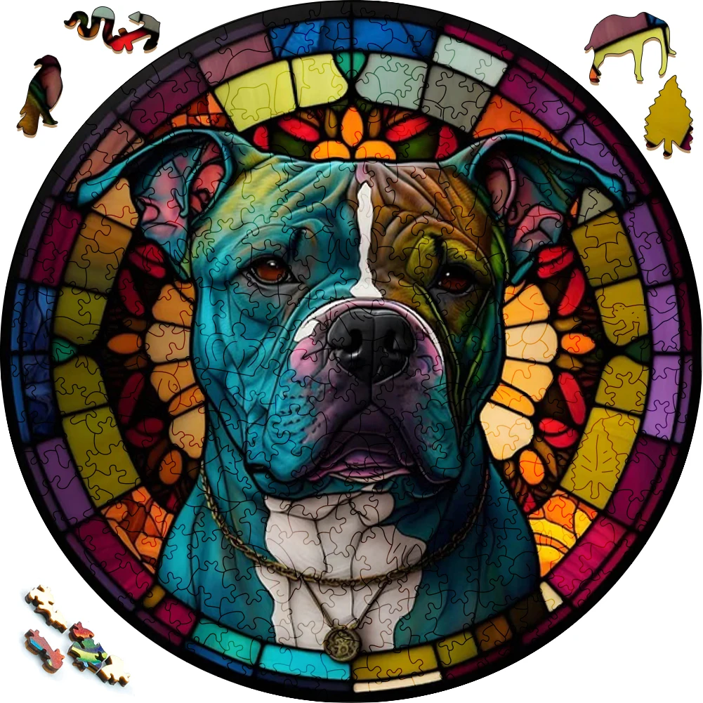 Puzzle 3D en bois de forme ronde pour animaux, boîtes de puzzle secrètes, jouets surprise pour chien mignon Mandala, jeux créatifs