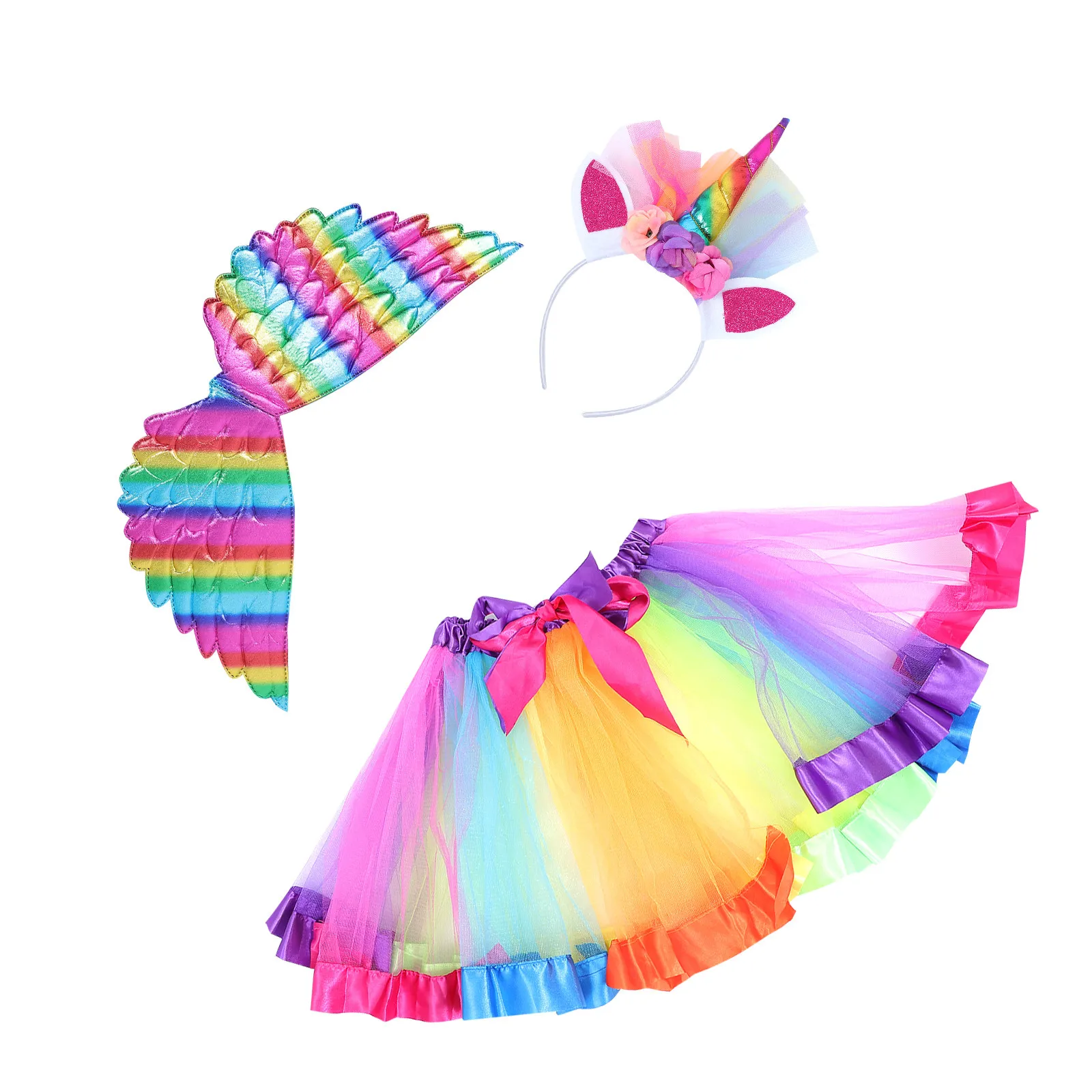 Unicorn Headband Set for Kids – Party Costume with Tulle Skirt, Wings & Accessories