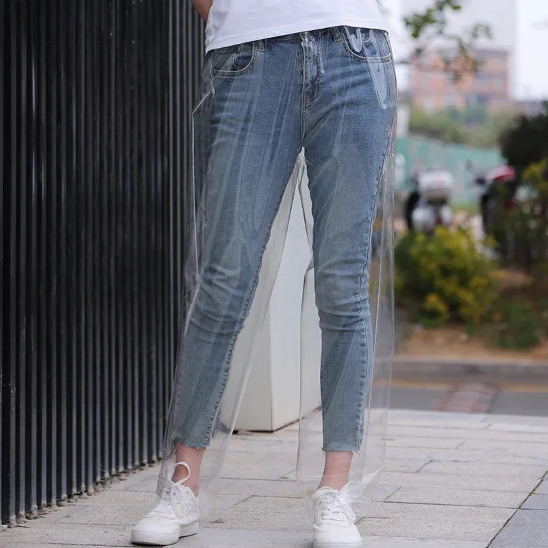 

PVC Transparent Rainproof Waterproof Plastic Trousers Elastic Waist