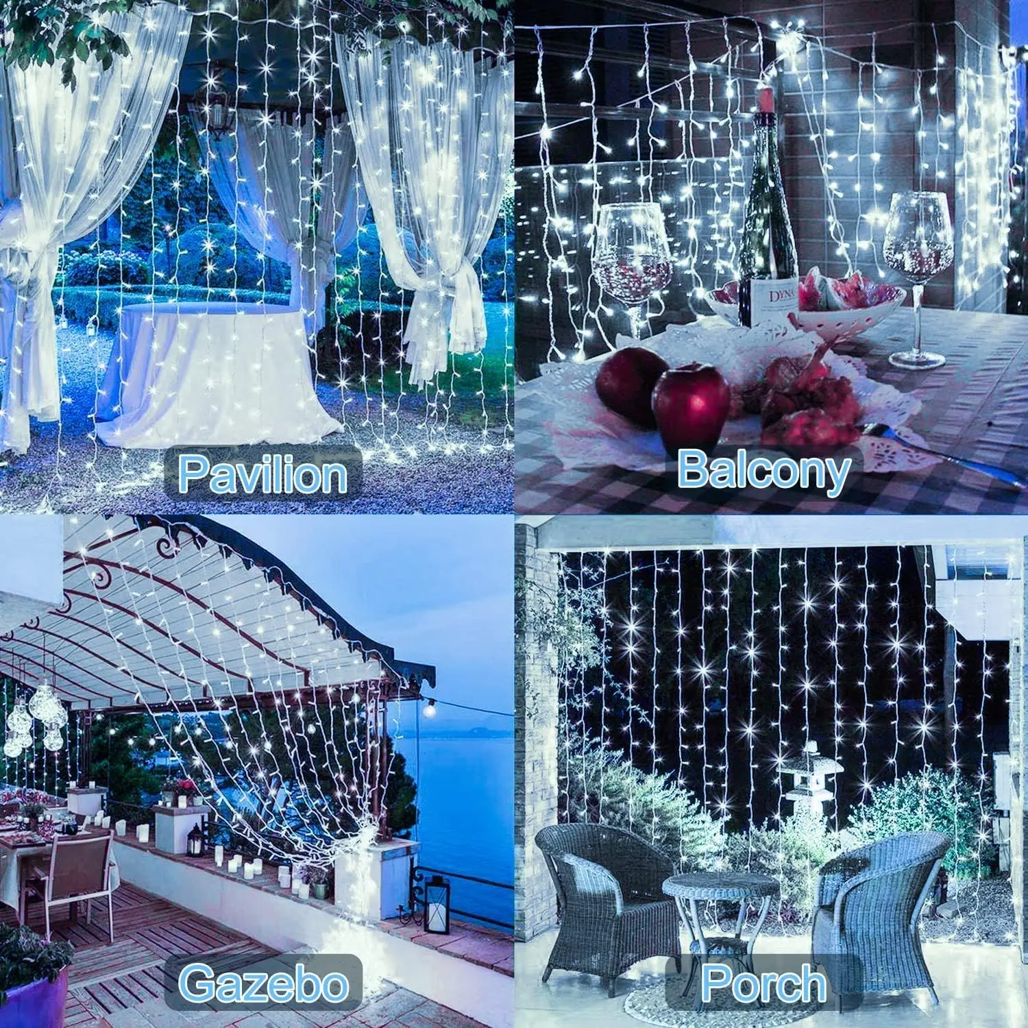 600 LED Solar Curtain Light Waterproof Waterfall Fairy Light String Window Wall Patio Light Wedding Party Christmas Decor