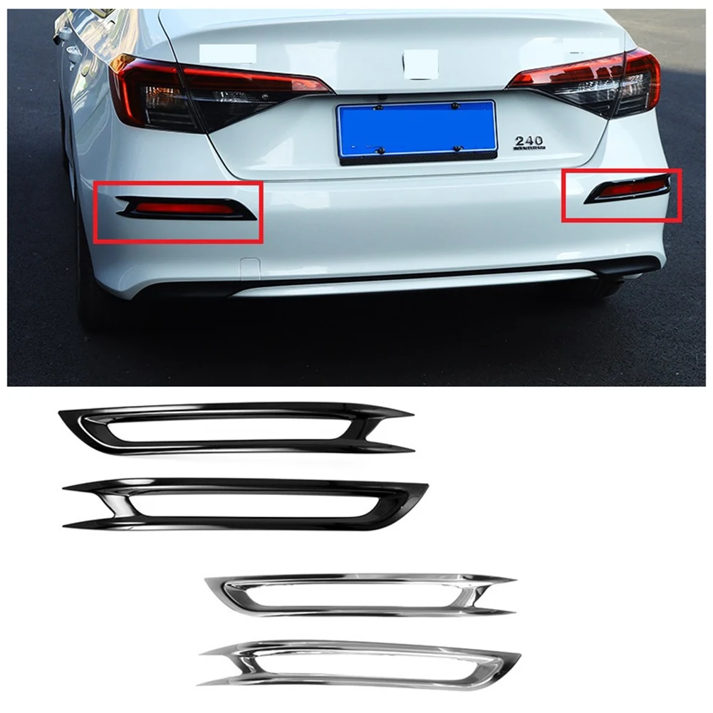 For 11Th Gen Honda Civic 2022 Car Rear Fog Light Lamp Decorative Frame Cover Trim Sticker Exterior Accessories,Black