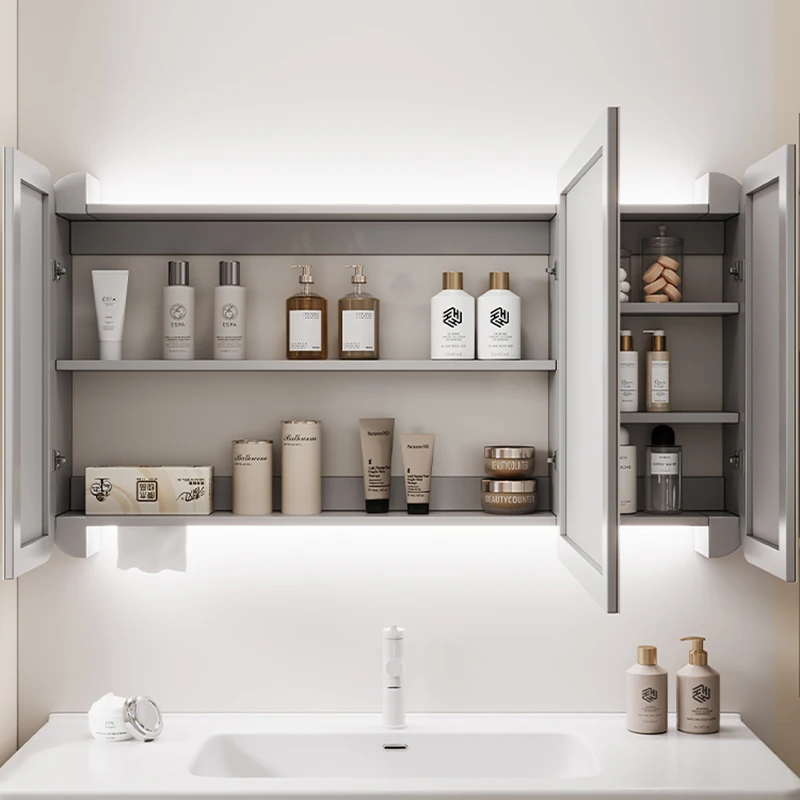 Italian Style Touch Bathroom Cabinet Multifunctional Simplicity Bathroom Cabinet Defogging Home Furniture Armadi Specchi HBMC