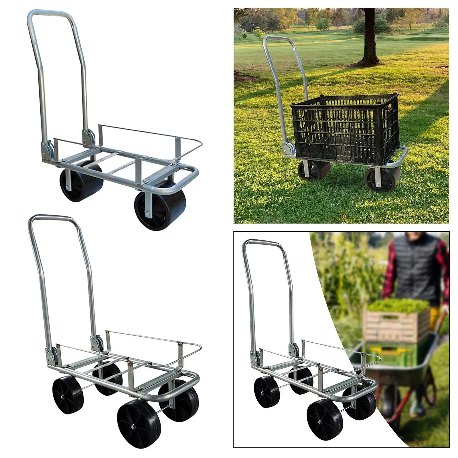 Folding Hand Cart Trolley Fruit Vegetable Picking Transport Vehicle