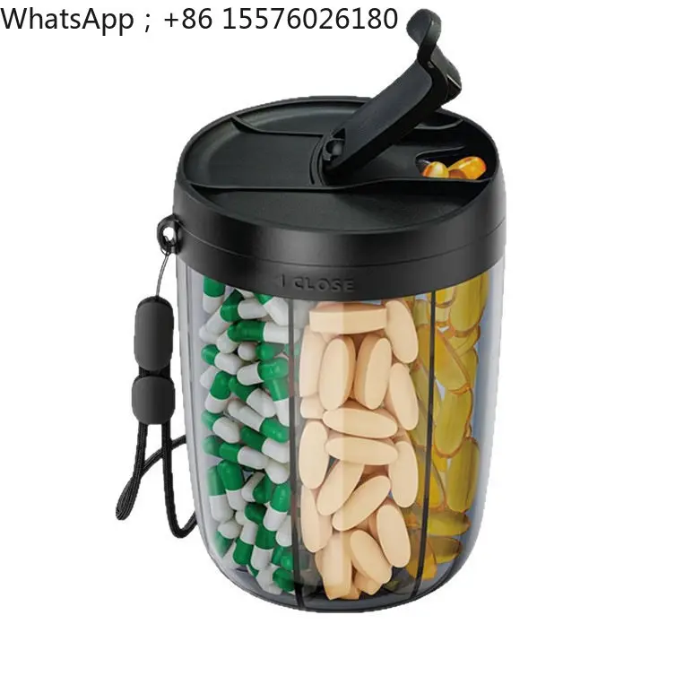 One-week Portable Medicine Box, Six-grid Packaging Design, Multi-grid Sealed Storage, Pills, Three Meals A Day Lanyard