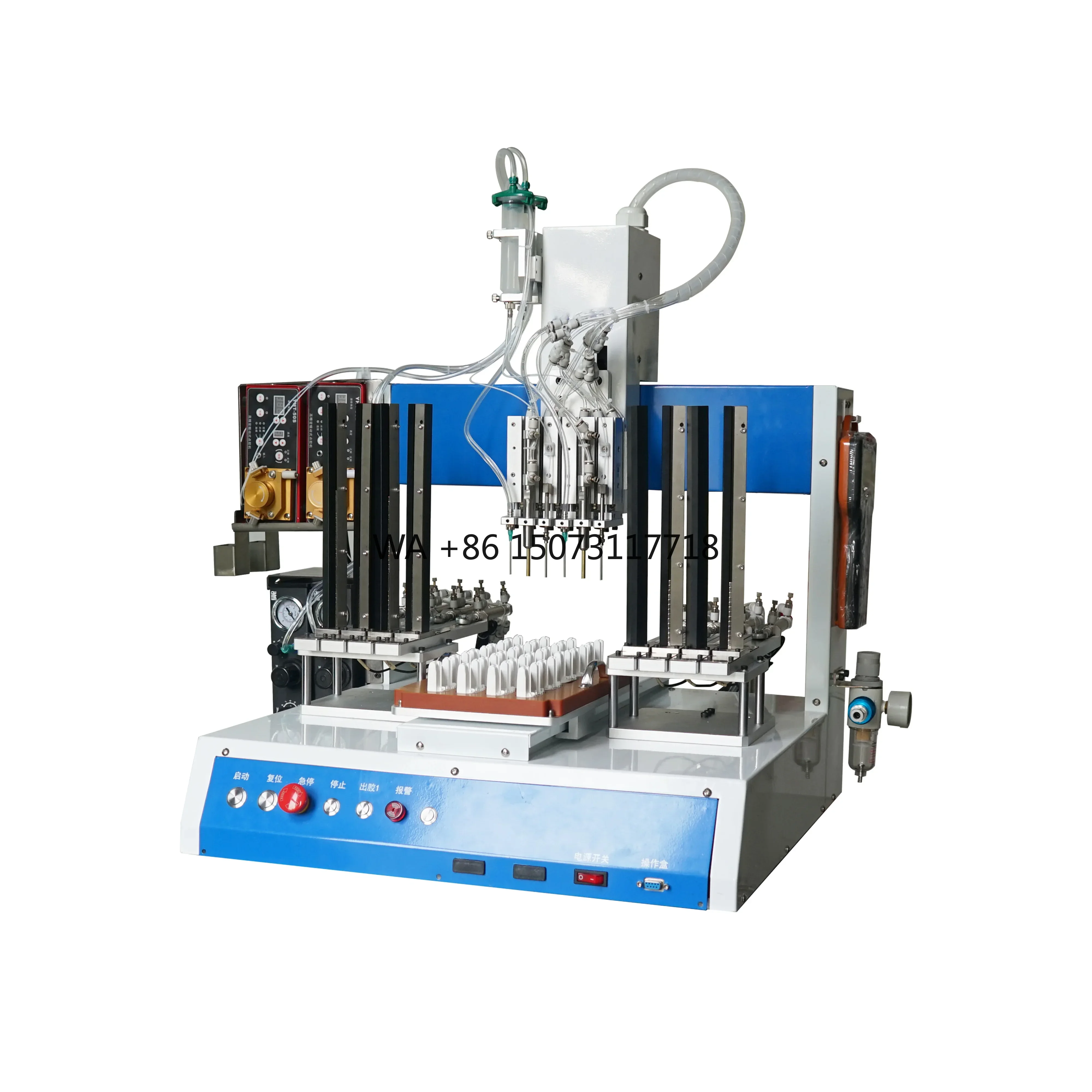 Bluetooth headset assembly. Smart magnet assembly dispensing and magnetic parts assembly double-headed automaton