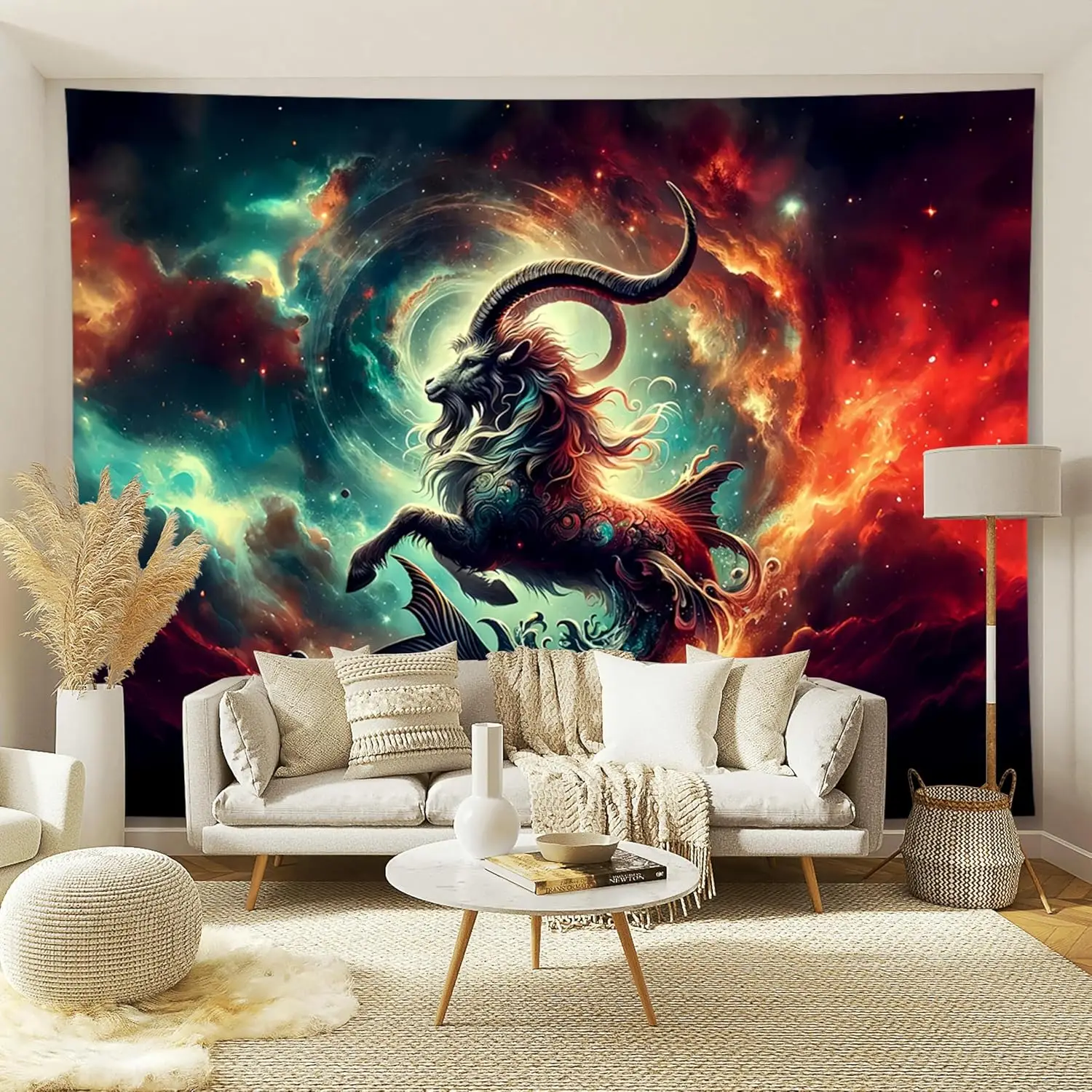 Гобелен с изображением Козерога, настенный знак зодиака, украшение, эстетическое украшение для спальни, гостиной, общежития, подходит для мальчика-подростка и девочки