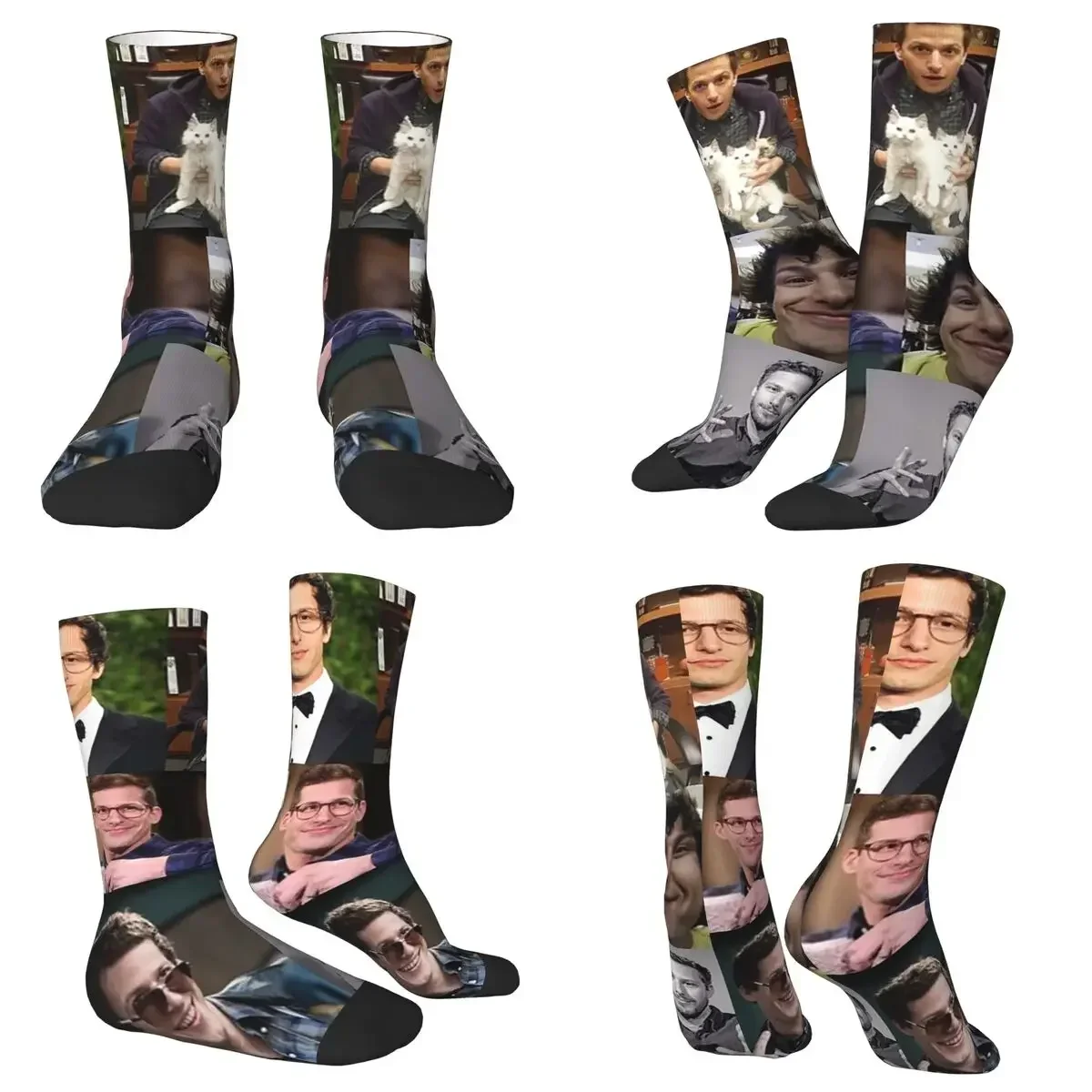 All Seasons Crew Stockings Andy Samberg (jake Peralta) Pic Collage Socks Casual Long Socks for Men Women Valentine's Day Gifts