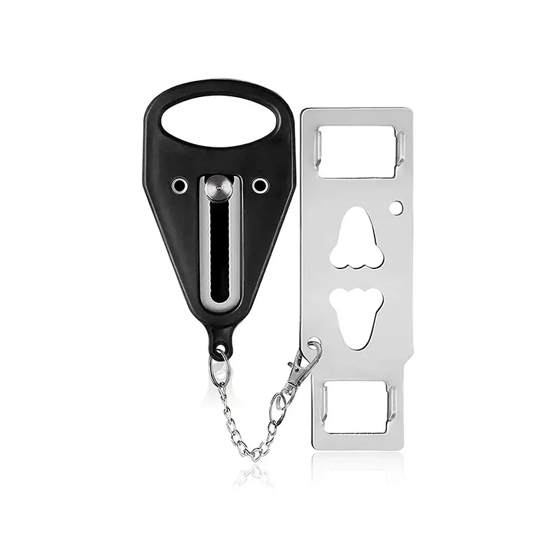 Portable Anti-theft Door Stop Lock Travel Safety Door Locker Hotel Apartment Privacy Security Lock With Keychain Chain