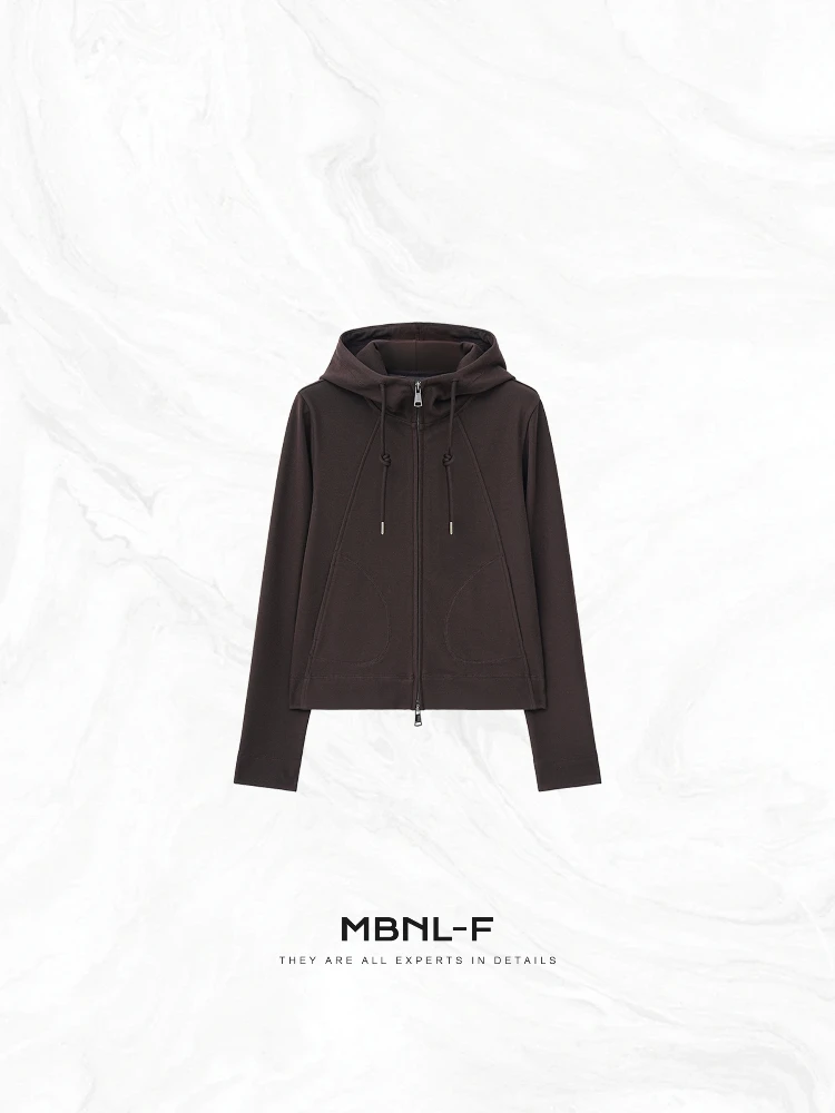 

MBNLF Pastoral Hoodie Women's Slim Fit Modal Wool Blend Cardigan Casual Sle Zipper Closure ort Outerwear