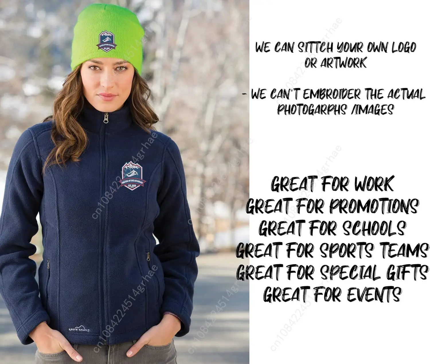 INK STITCH CP91L Custom Text Stitching Design Your Own Fleece Line Beanie Hats