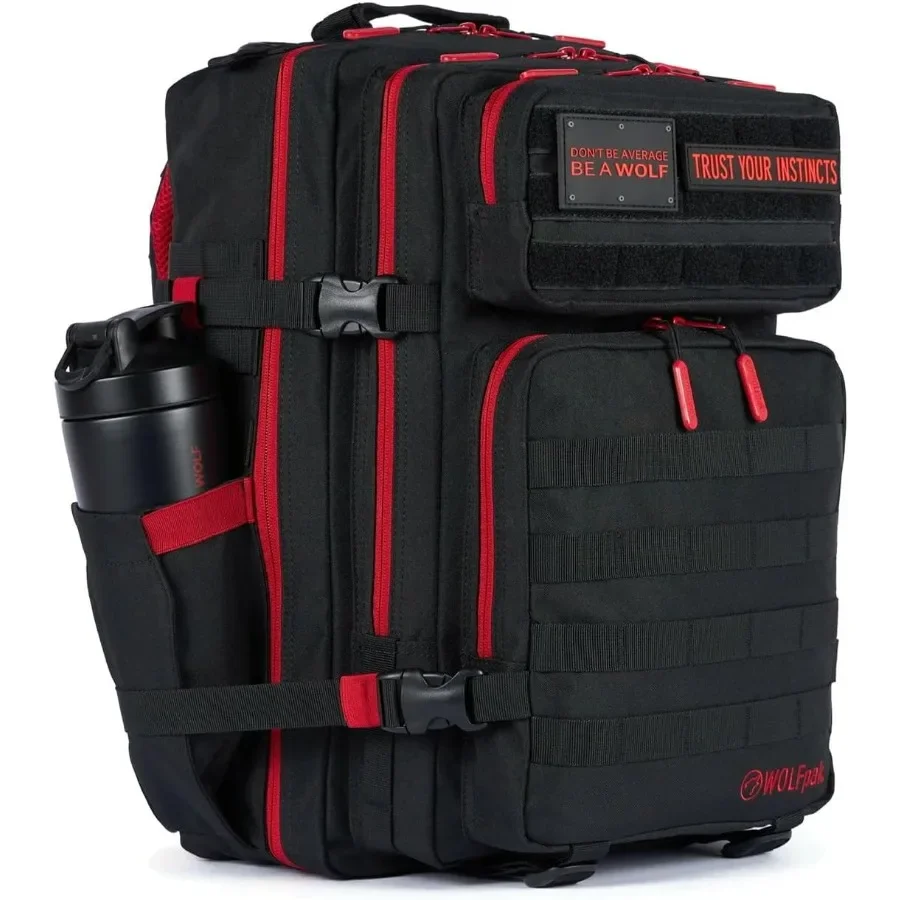 حقيبة ظهر رياضية WOLFpak 45L - مادة أكسفورد متينة مقاومة للماء 1000D مع جيب للكمبيوتر المحمول بحزام MOLLE وحامل كوب مزدوج