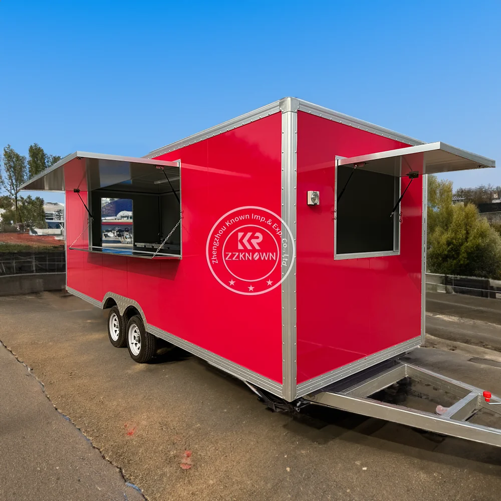 

Outdoor Airstream Fast Food Trailer Fully Equipped Mobile Food Vending Van Cart Street Snack Pizza Truck For Sale