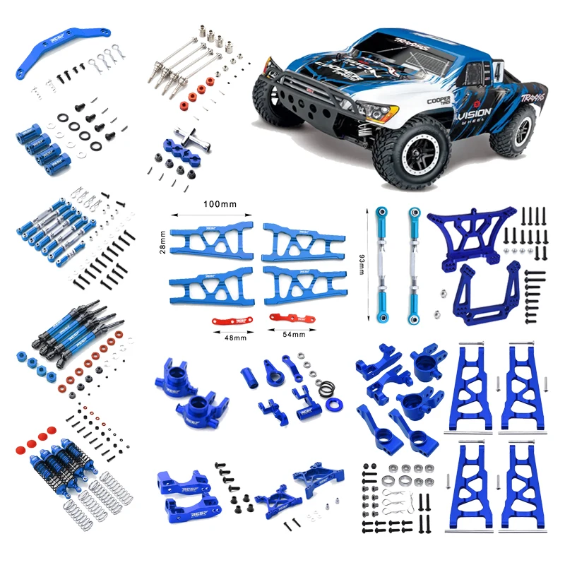 

RCGOFOLLOW Metal Upgrades Parts Steering Block Knuckles Kit Front Rear A-arms And Shock Mount For 1/10 TRAXXAS SLASH 4x4 Rustler