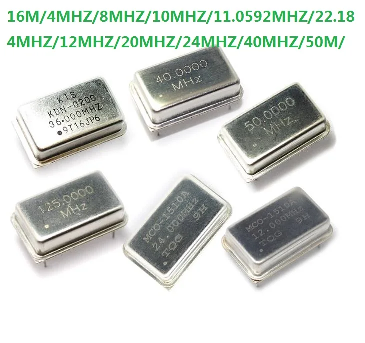 5PCS DIP 16MHZ 16M/4MHZ/8MHZ/10MHZ/11.0592MHZ/22.184MHZ/12MHZ/20MHZ/24MHZ/40MHZ/50M/MHZ Rettangolo Oscillatore A Cristallo Attivo 4pin