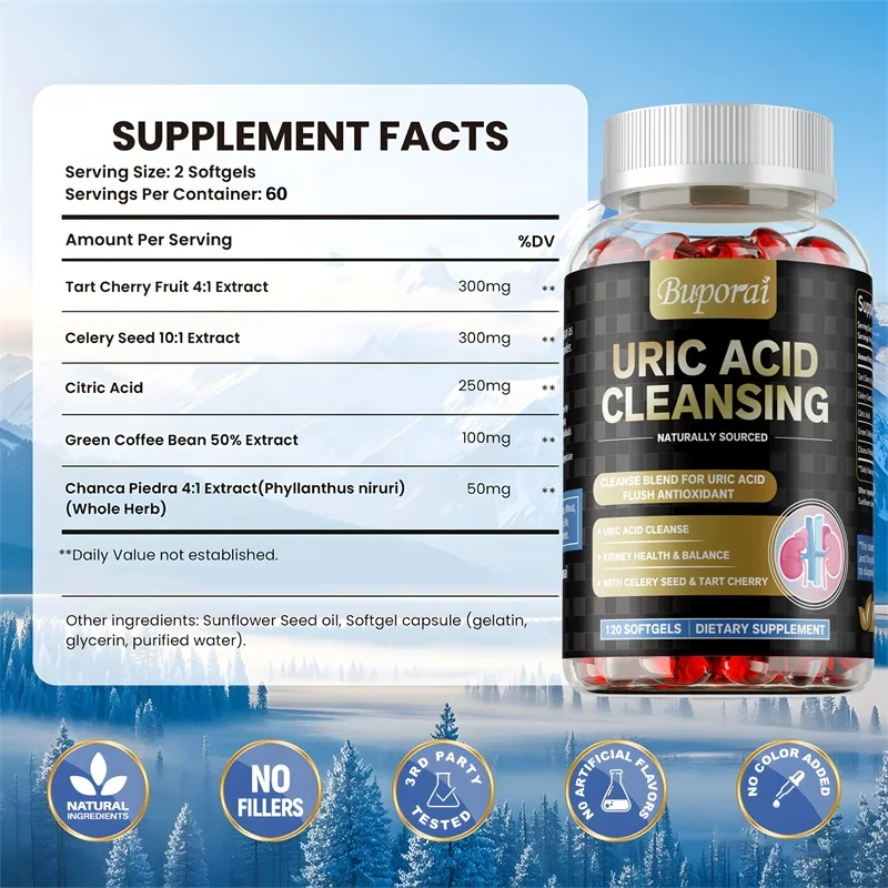 尿酸クレンジング - 尿酸クレンジングと腎臓サポート、関節サポートサプリメント、男性と女性のためのデトックスクレンジング