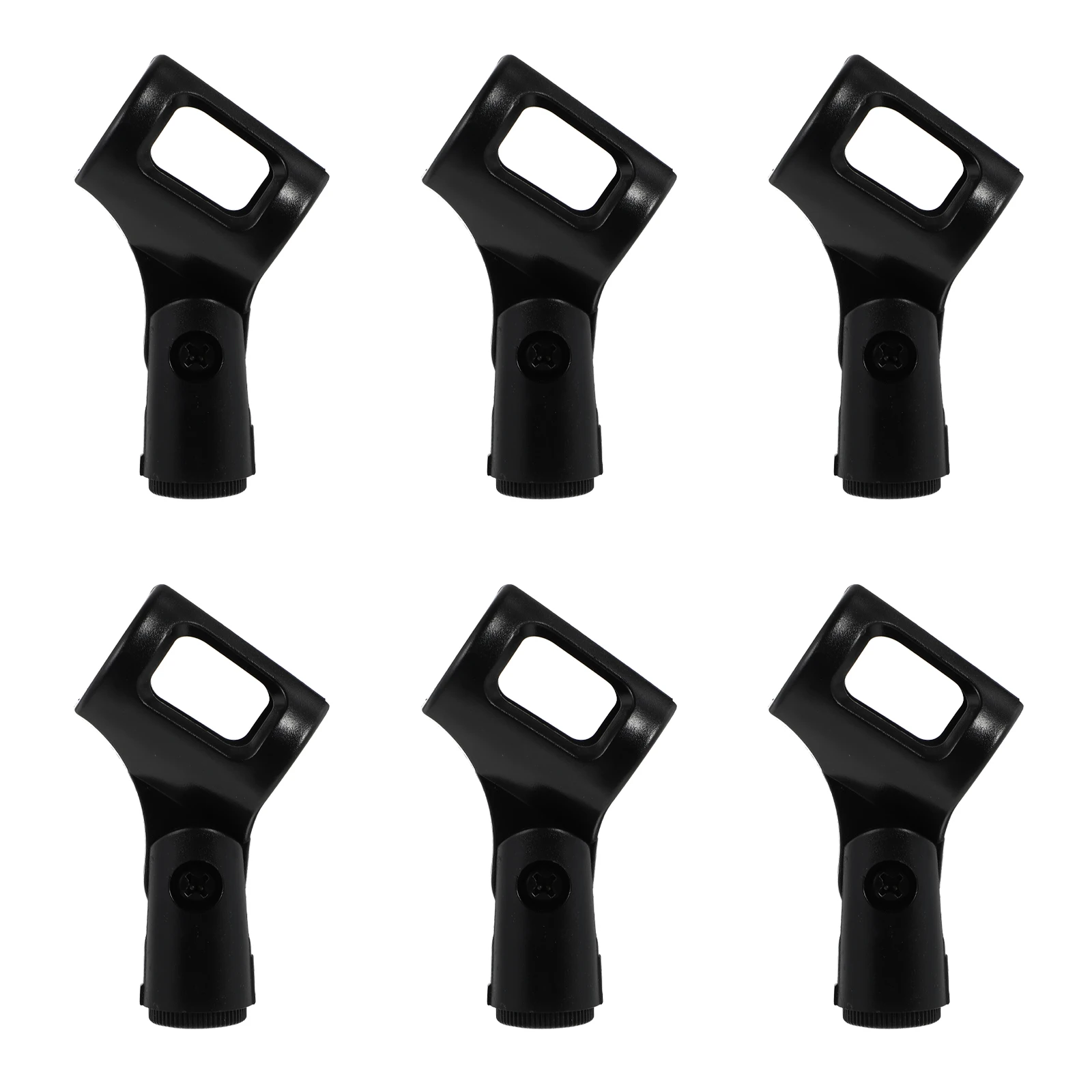 

6Pcs Microphone Clips Black Plastic H-Shaped Mic Holder Desktop Stand Clip for Conference Room Home Live Use Portable Microphone