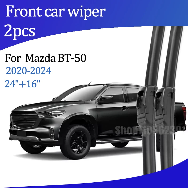 

For Mazda BT-50 TF XS XT 2020-2024 2021 2022 Wiper Front Wiper Blades Windshield Windscreen Window Brush 24"+16" Car Accessories