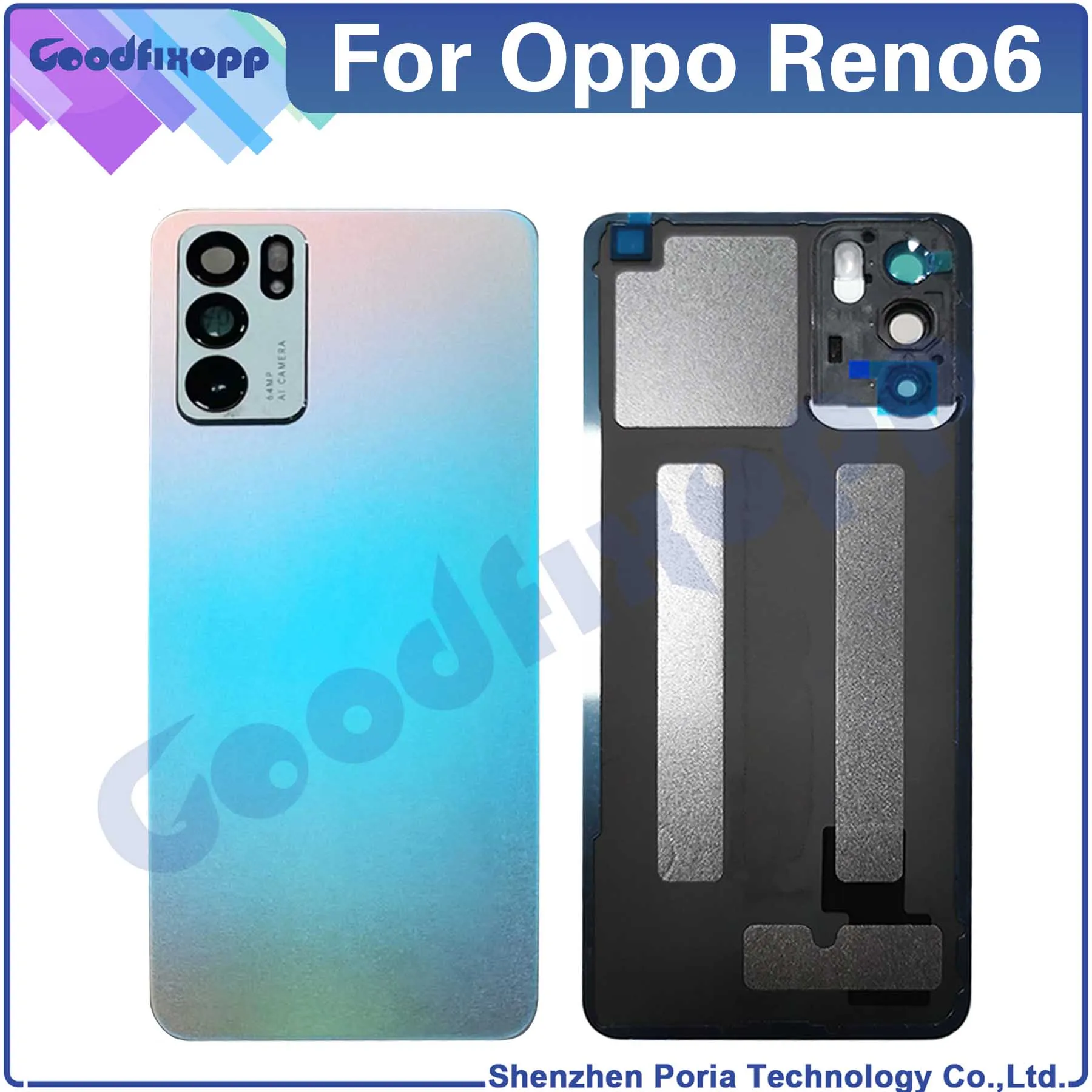 For Oppo Reno6 CPH2235 Reno 6 Back Battery Cover Door Housing Rear Case Repair Parts Replacement