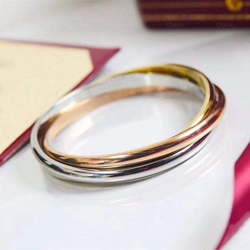 Hot Selling Classic European Fashion Tricolor Trinity Women's Bracelet Titanium steel alloy Luxury Brand Couple Party Gift Jewel