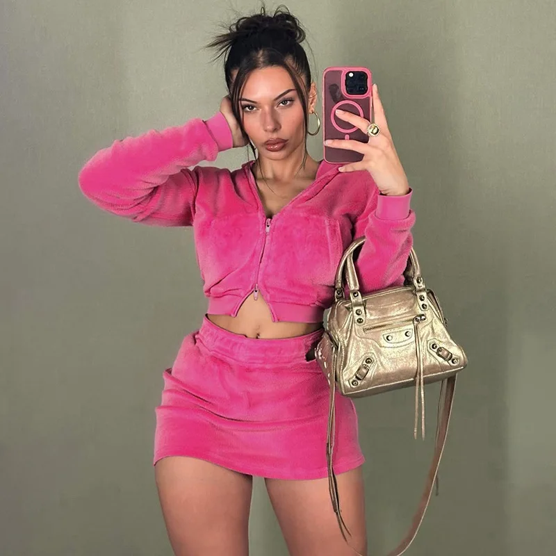 

Сексуальный укороченный топ на бедрах, облегающая юбка, наряд на пуговицах, повседневная спортивная одежда, женский комплект премиум-класса/студенческий комплект...