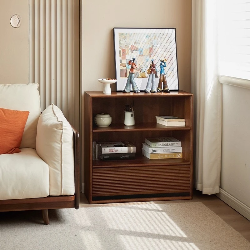 

North American black walnut low bookcase, Nordic simple floor-to-ceiling storage cabinet, solid wood storage cabinet
