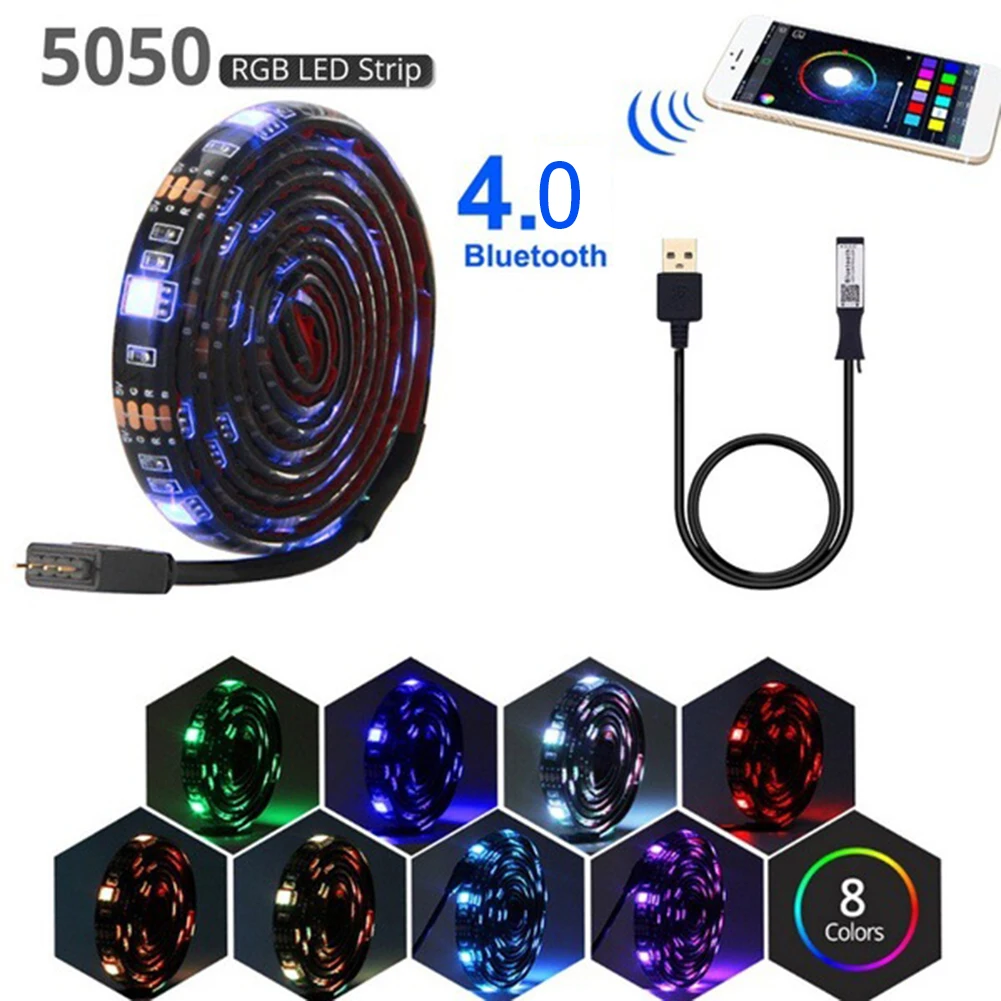 LED Strip Light USB Mobile Bluetooth-compatible APP Control RGB Flexible Tape Ribbon RGB TV Desktop Screen Background Light Bar