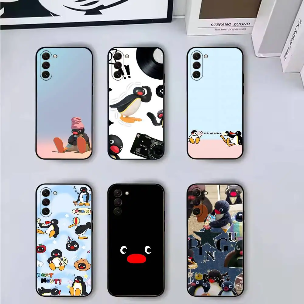Cute P-Penguin Pingu Phone Case For Samsung Galaxy A73,A72,A71,A70,A53,A52,A51,Soft Silicone Black Cover