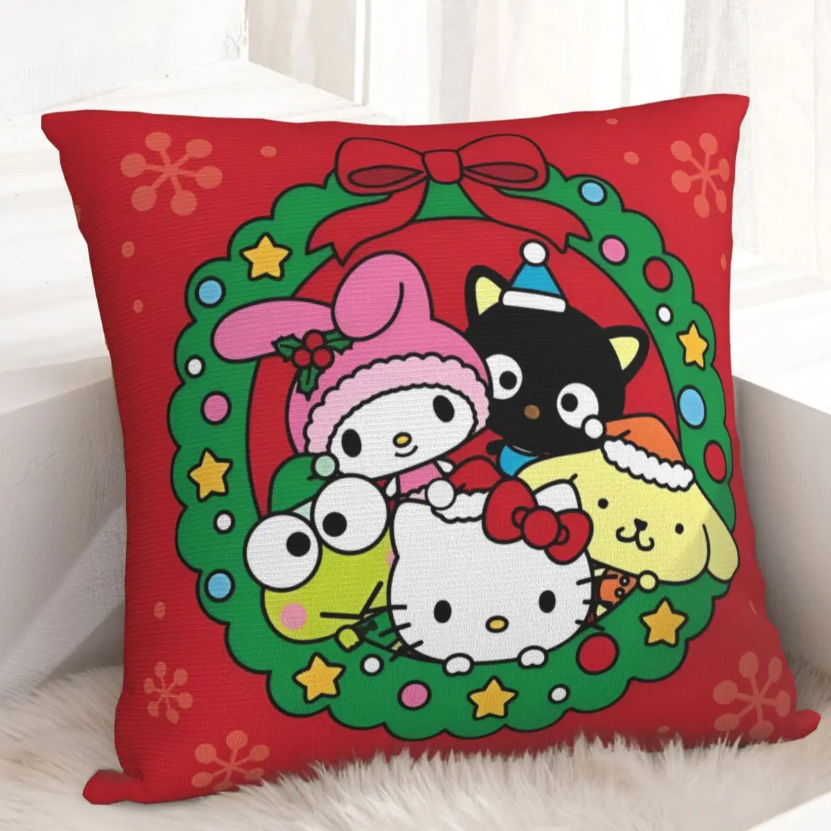 Christmas Hello Kitty Pillow Cover Kawaii Pillow Case For Office Car Home Decorative Cushion Cover Square Pillowcases Gift Idea