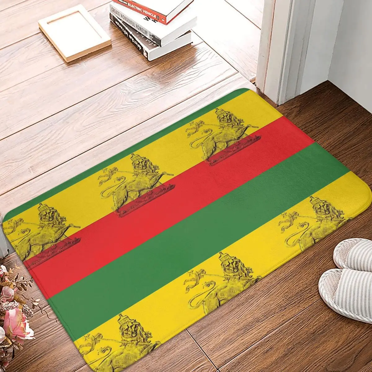 Lion Of Judah Rasta Colours Bath Non-Slip Carpet Weed Leaf Bedroom Mat Entrance Door Doormat Home Decor Rug