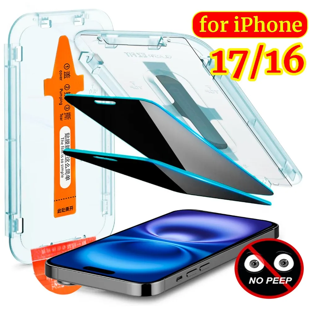 Película antiespía fácil de instalar sin polvo para IPhone 17 Pro Max HD protectores de pantalla de vidrio templado para IPhone 17 Air/16 Pro Max