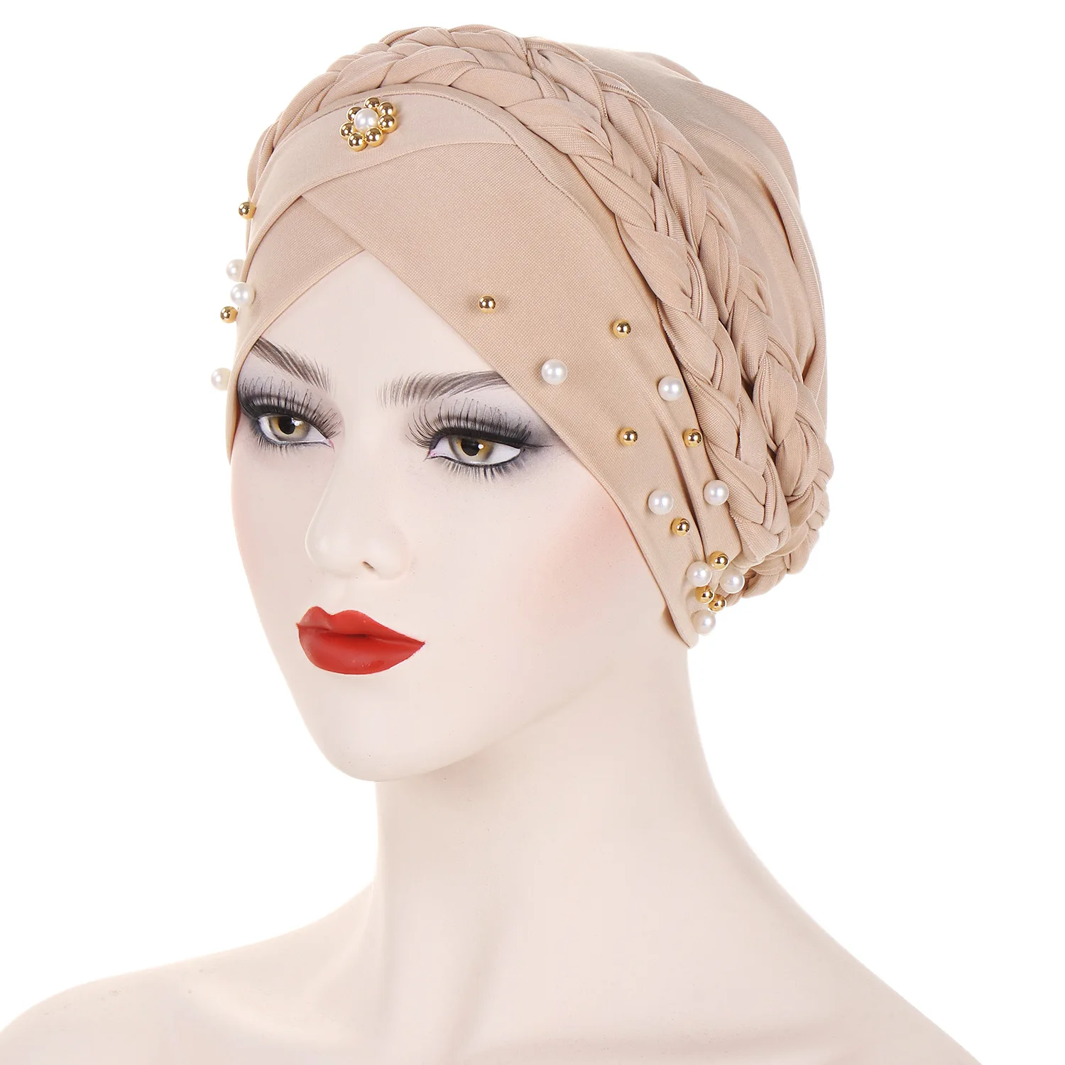 Fascia per capelli con perline multicolori Sciarpa Hijab Undercap Abaya Hijab per donna Abaya musulmano Turbante Turbante Avvolgente per la testa